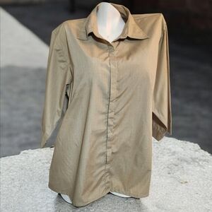 Cotton Ginny Plus Tan Button-Up Blouse